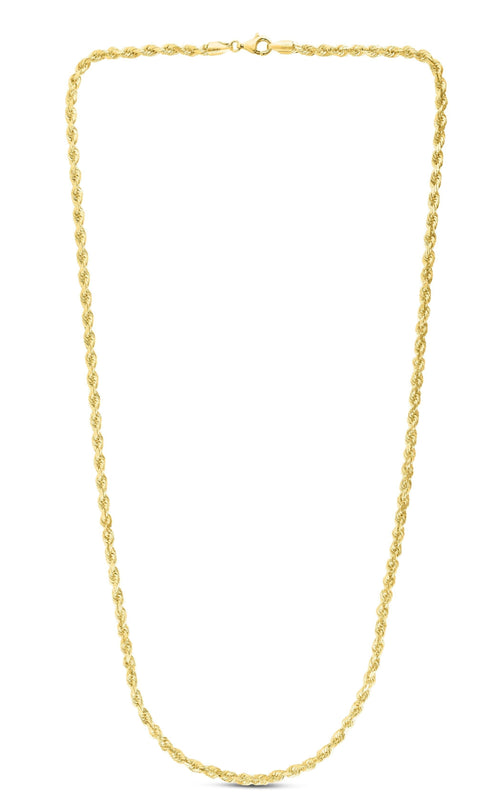 10K Yellow Gold 5.0mm Hollow Diamond Cut Rope Chain 18", 20", 22", 24" - Johnny Dang & Co