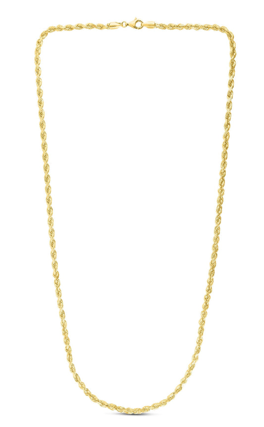 10K Yellow Gold 5.0mm Hollow Diamond Cut Rope Chain 18", 20", 22", 24" - Johnny Dang & Co
