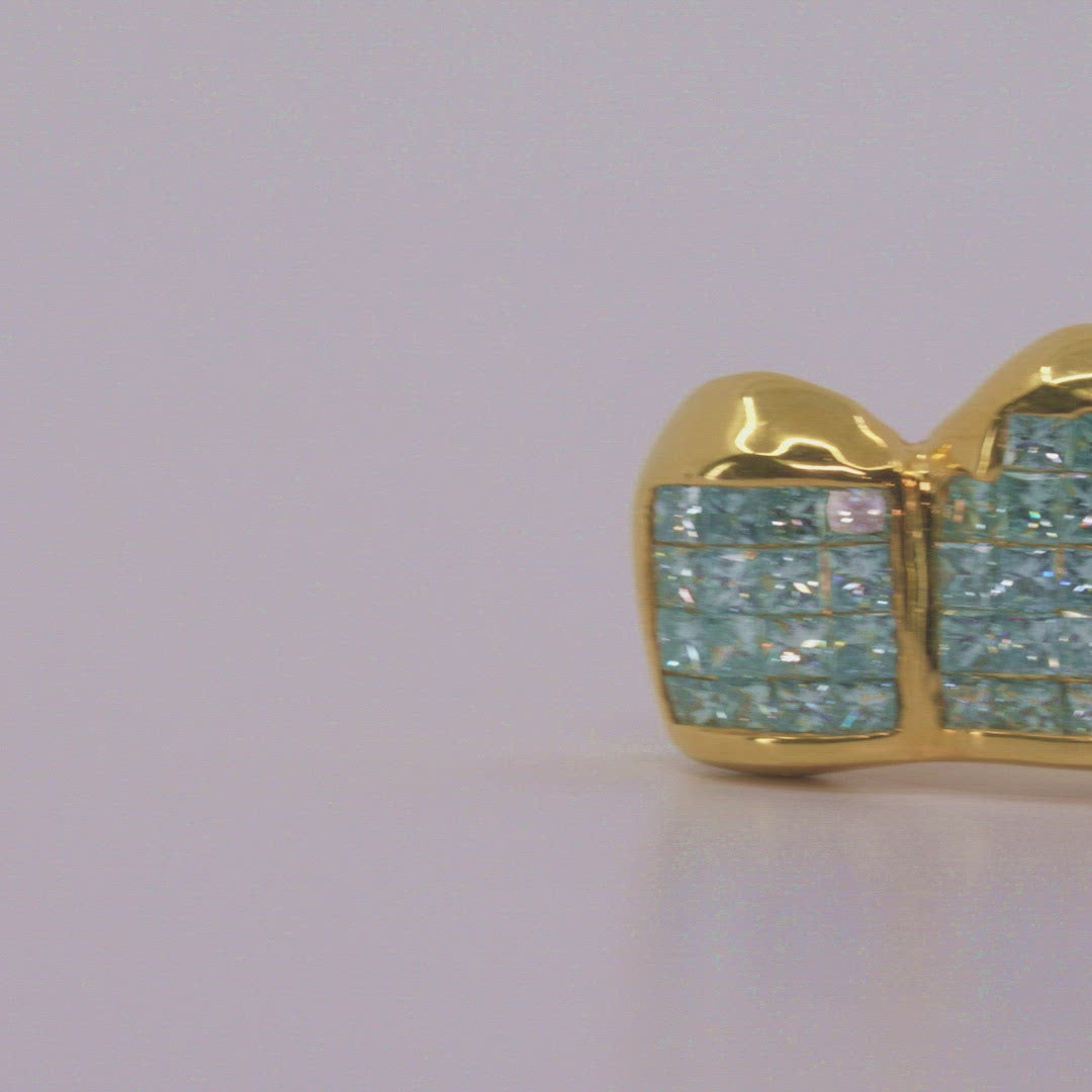 Flawless Blue Diamond Invisible Setting Grillz