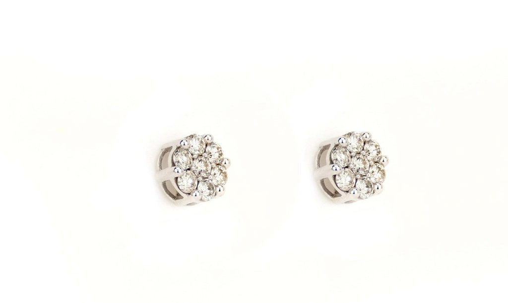 0.75CT White Gold Cluster Earring - Johnny Dang & Co
