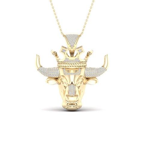 10K 0.50CT DIAMOND BULL HEAD PENDANT - Johnny Dang & Co
