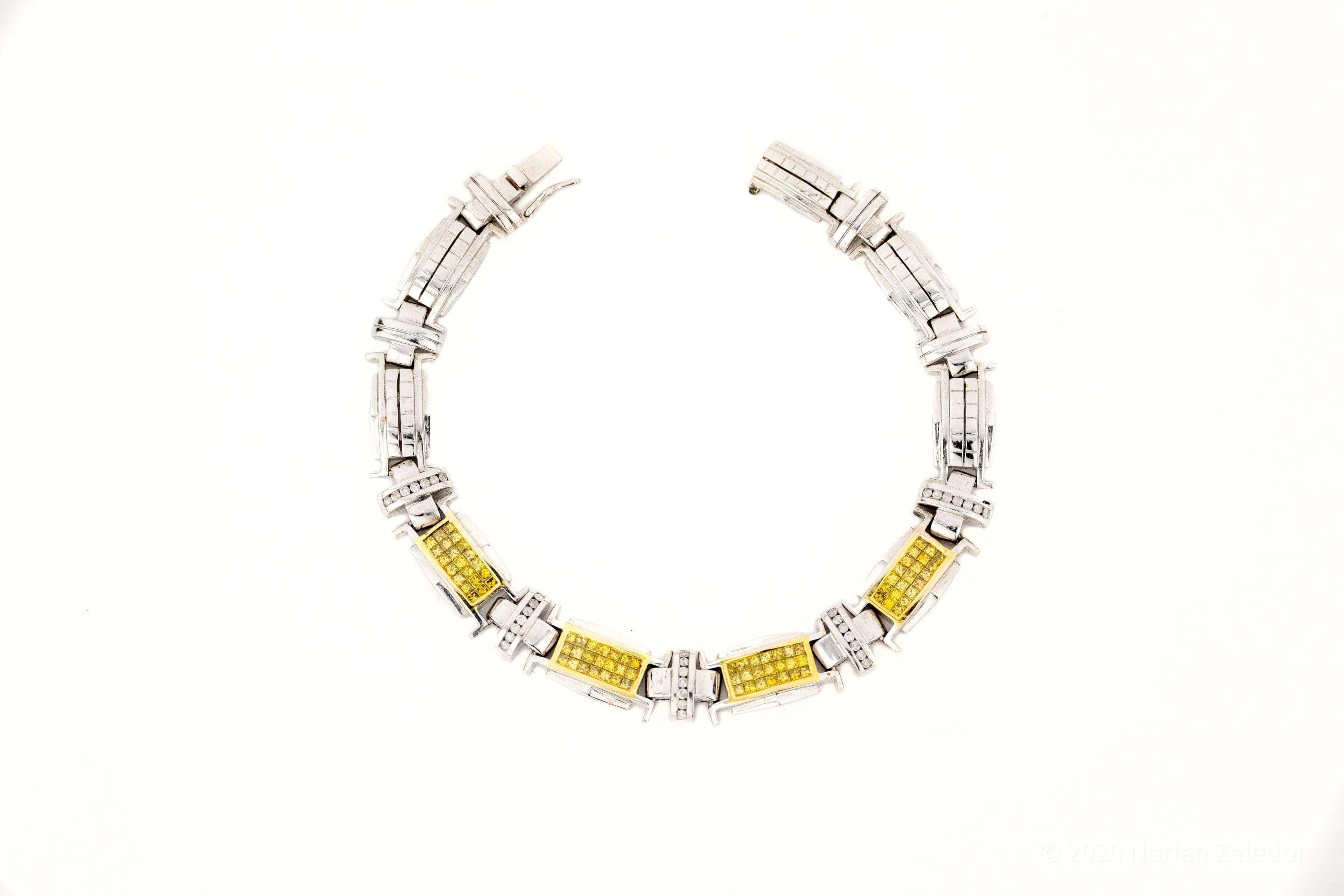 10.6mm Yellow & White Invisible Setting Bracelet - Johnny Dang & Co