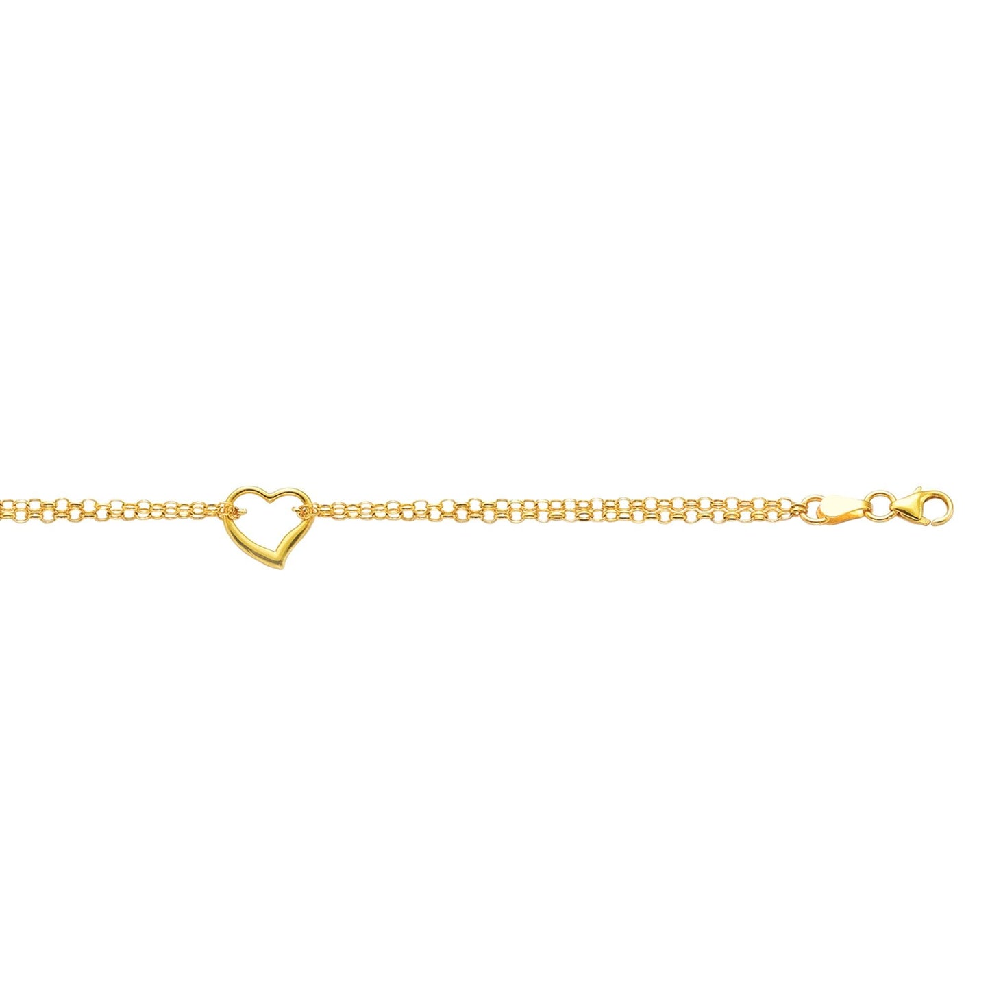 10K Gold Polished Heart Anklet - Johnny Dang & Co