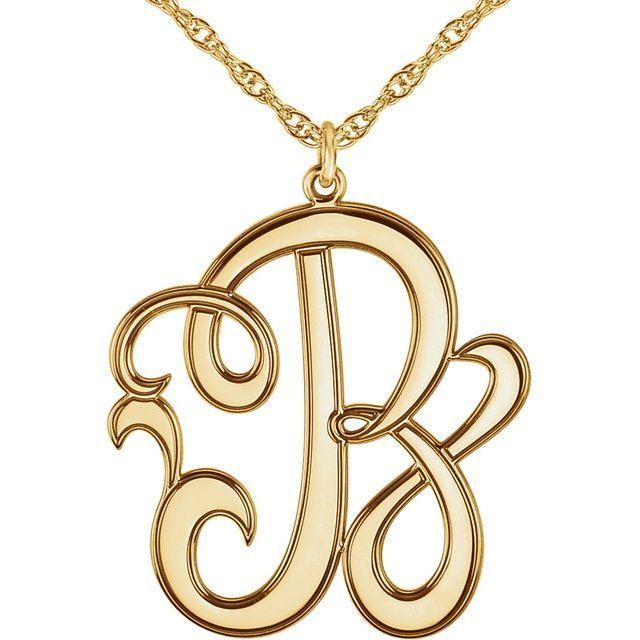 JDSP86029 - SINGLE LETTER SCRIPT MONOGRAM NECKLACE - Johnny Dang & Co