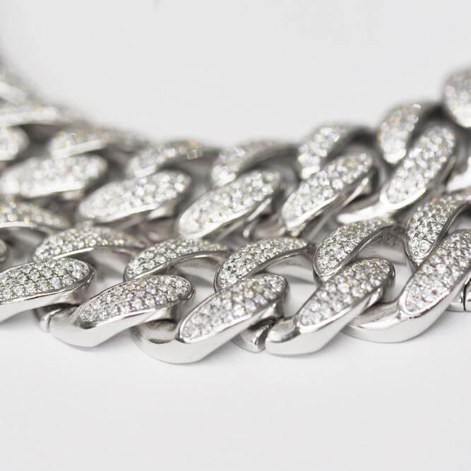 14MM Silver CZ Cuban Link Chain - Johnny Dang & Co