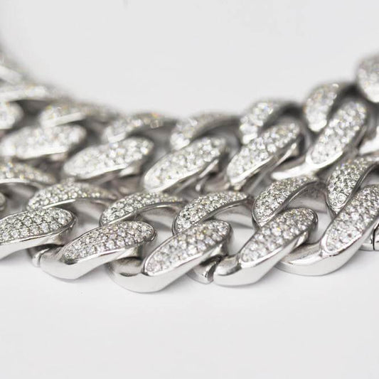 14MM Silver CZ Cuban Link Chain - Johnny Dang & Co