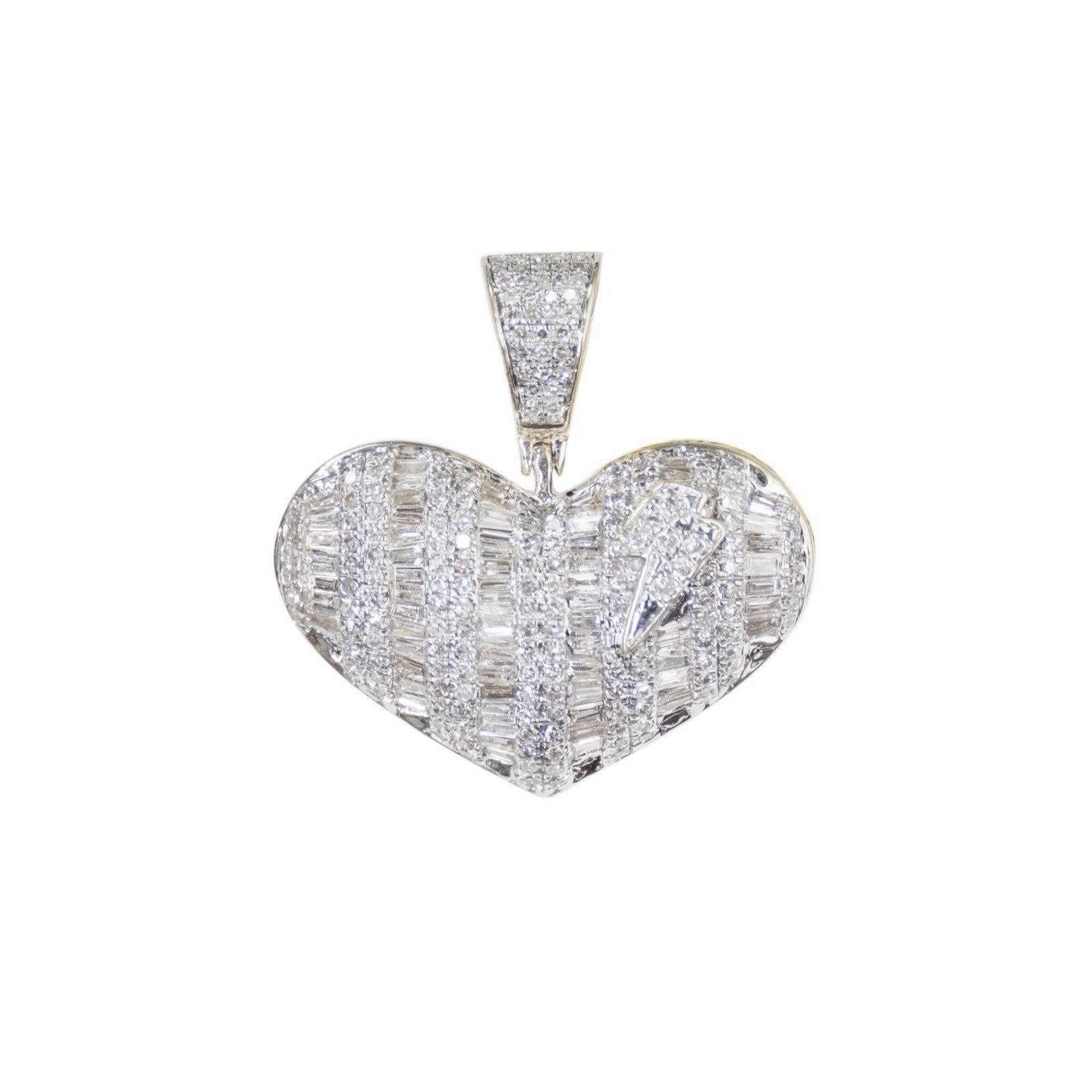 Wide Heart Baguette Pendant - Johnny Dang & Co