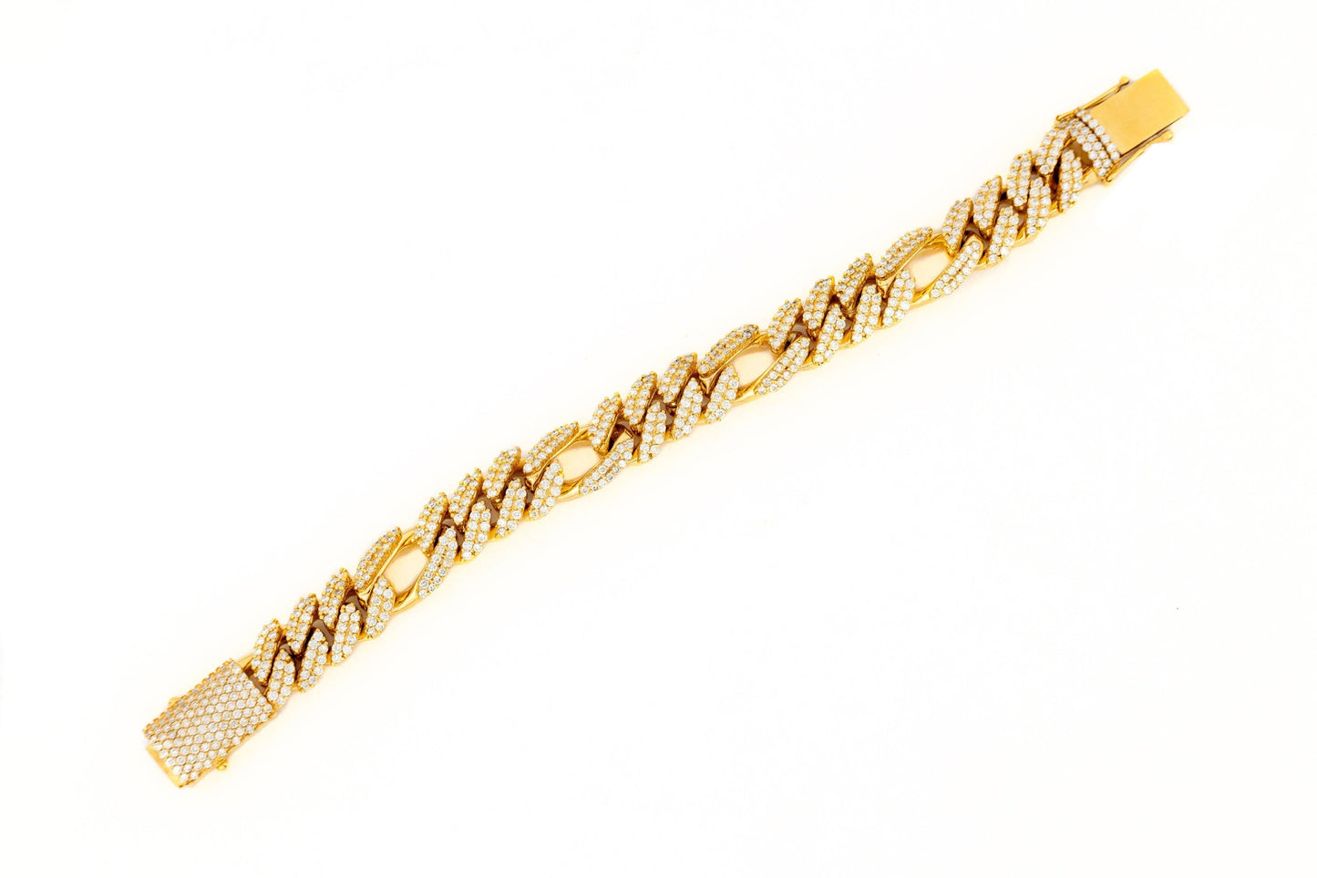 16mm Yellow Gold Diamond Spaced Bracelet - Johnny Dang & Co