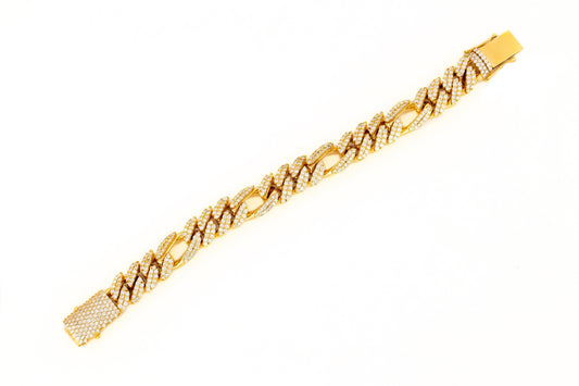 16mm Yellow Gold Diamond Spaced Bracelet - Johnny Dang & Co