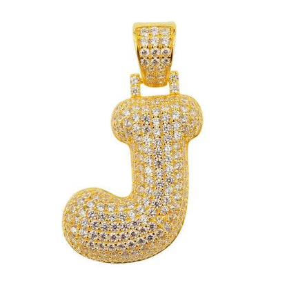 TVJJ- Sterling Silver CZ Letter J Pendant - Johnny Dang & Co