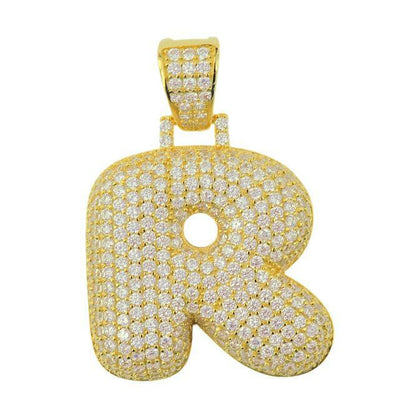 TVJR- Sterling Silver CZ Letter R Pendant - Johnny Dang & Co