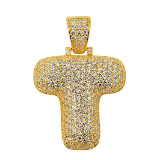 TVJT - Sterling Silver CZ Letter T Pendant - Johnny Dang & Co