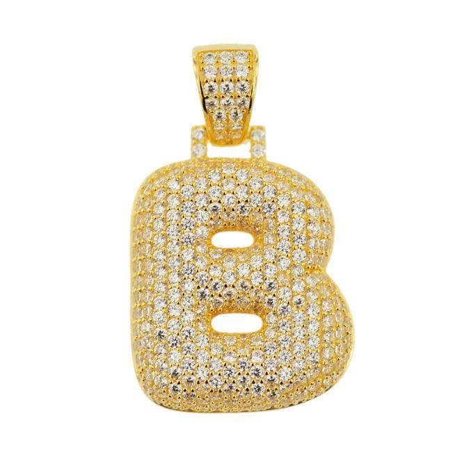 TVJB- Sterling Silver CZ Letter B Pendant - Johnny Dang & Co