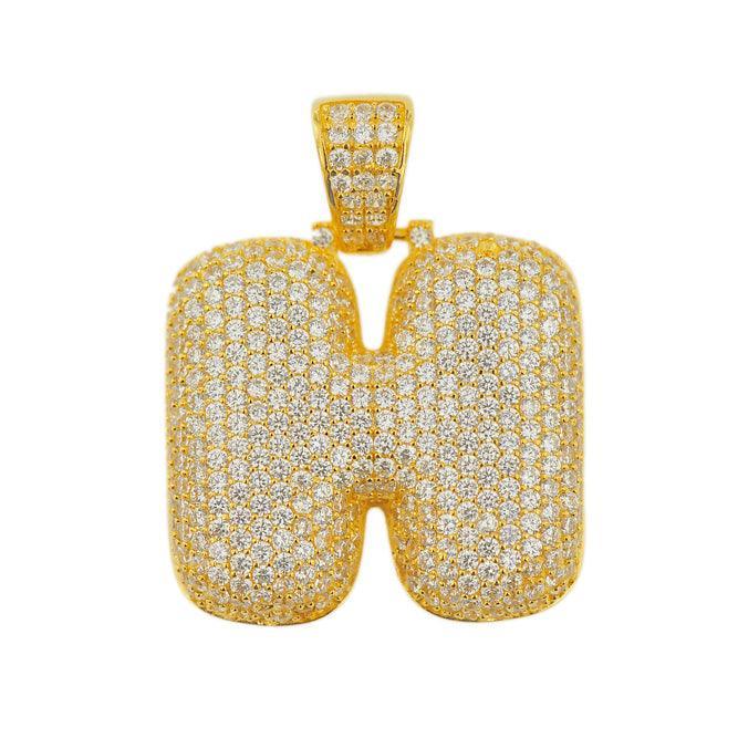 TVJH - Sterling Silver CZ Letter H Pendant - Johnny Dang & Co