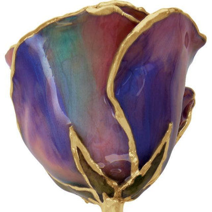 JDSP61-9063 LACQUERED OCTOBER OPAL COLORED ROSE WITH GOLD TRIM - Johnny Dang & Co