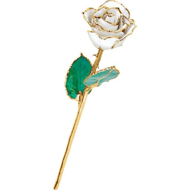 JDSP61-9062 LACQUERED APRIL DIAMOND COLORED ROSE WITH GOLD TRIM - Johnny Dang & Co