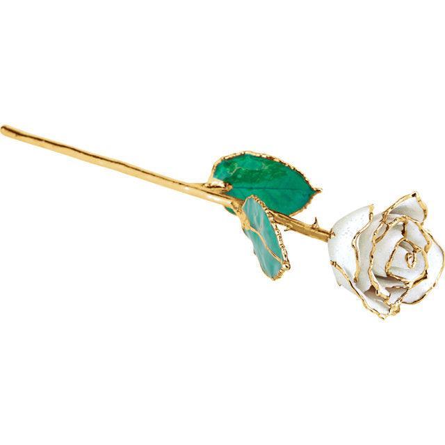JDSP61-9062 LACQUERED APRIL DIAMOND COLORED ROSE WITH GOLD TRIM - Johnny Dang & Co