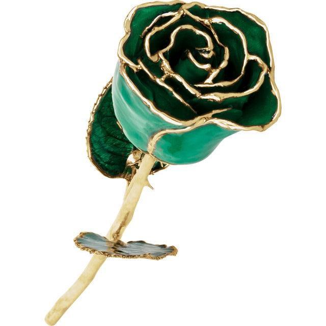 JDSP61-9069 LACQUERED EMERALD ROSE WITH GOLD TRIM - Johnny Dang & Co