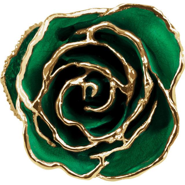 JDSP61-9069 LACQUERED EMERALD ROSE WITH GOLD TRIM - Johnny Dang & Co