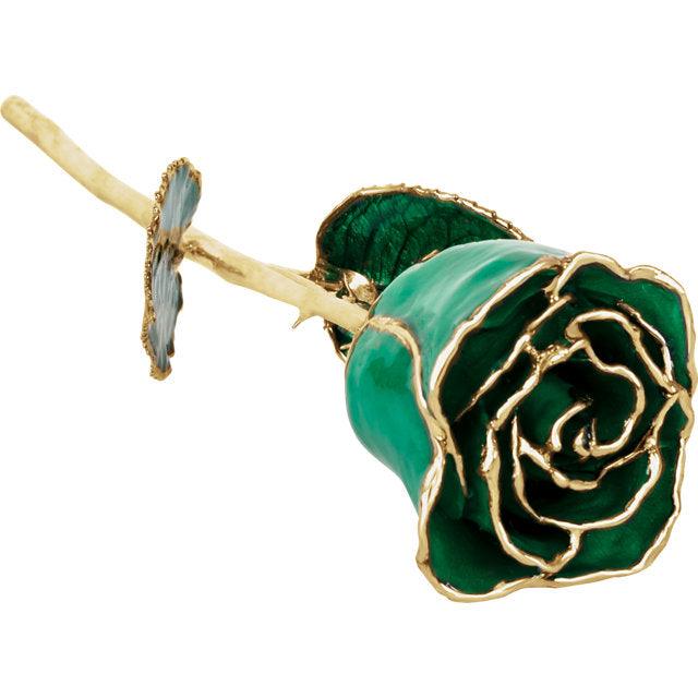 JDSP61-9069 LACQUERED EMERALD ROSE WITH GOLD TRIM - Johnny Dang & Co