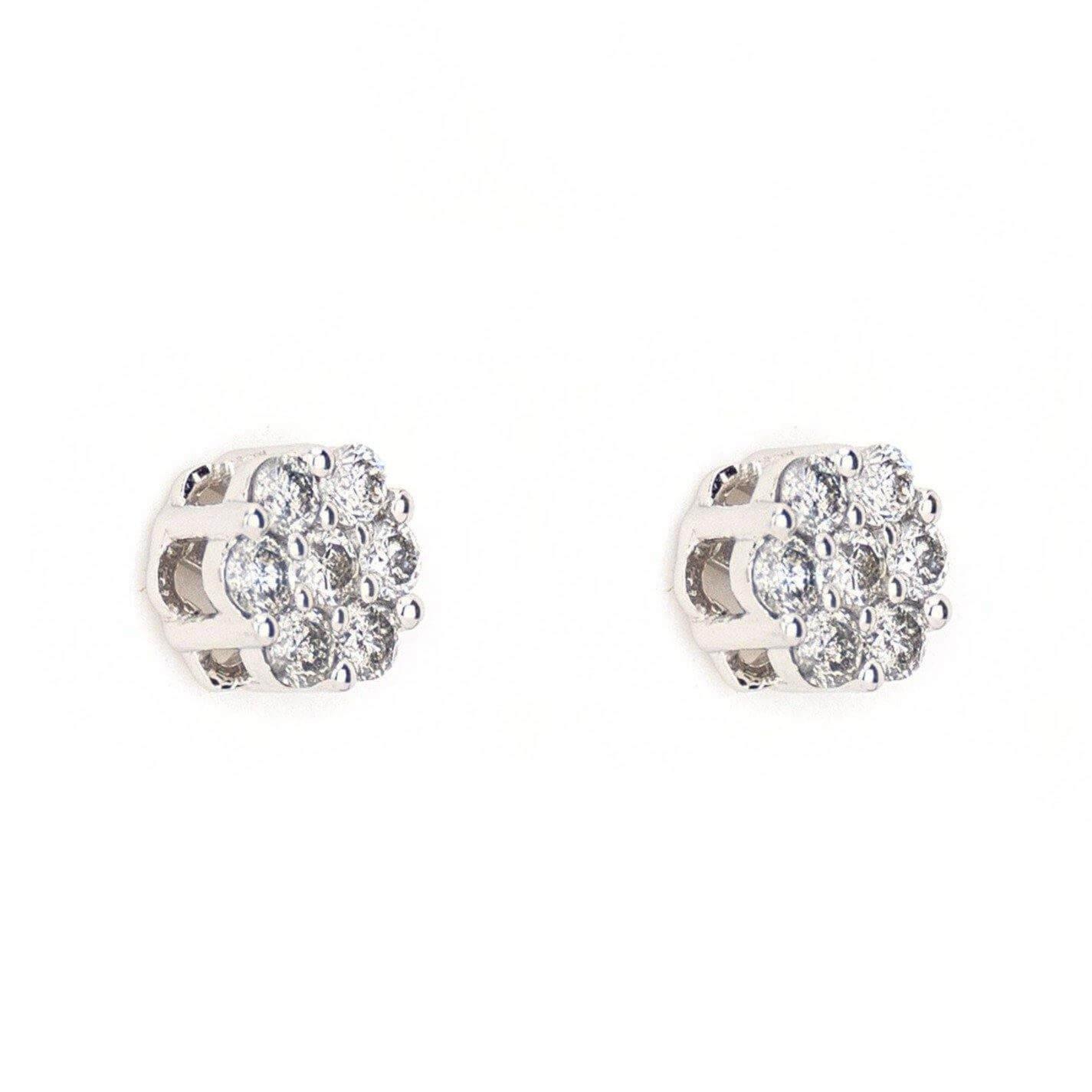 0.8 CTTW Diamond Cluster Earrings - Johnny Dang & Co