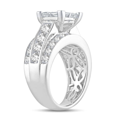 14K 3.50CT Princess Cut Diamond RING. - Johnny Dang & Co