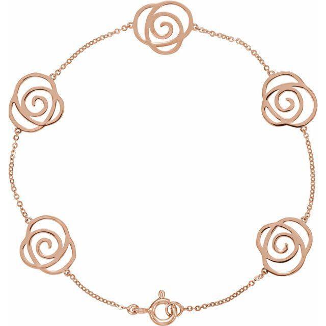 JDSP650102 -14K Rose Floral-Inspired Bracelet - Johnny Dang & Co
