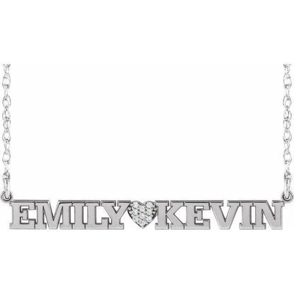 JDSP653444 - ACCENTED COUPLES BLOCK NAMEPLATE NECKLACE - Johnny Dang & Co