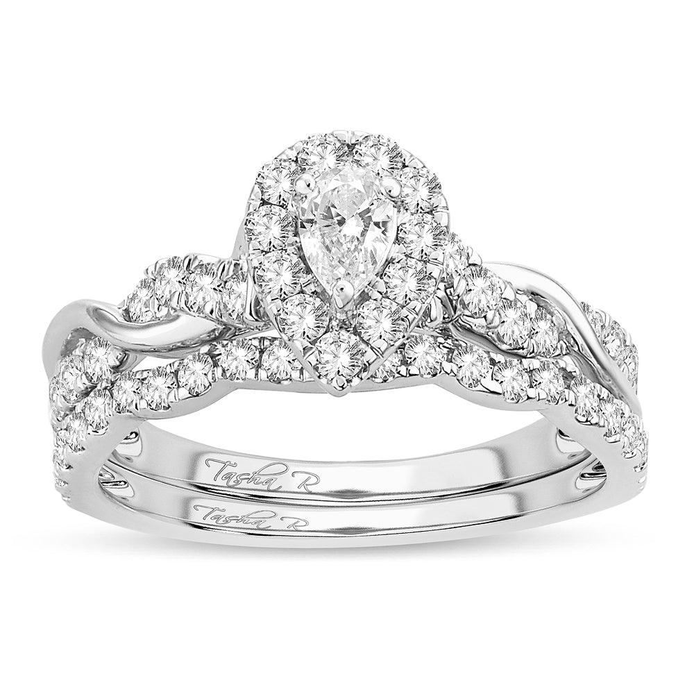 14K 1.00CT Fancy Cut Bridal Ring - Johnny Dang & Co