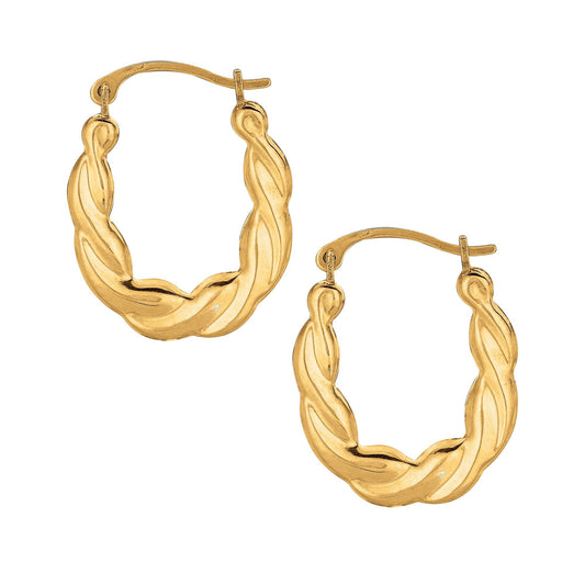 10K Gold Puffy Scalloped Oval Hoop Earring - Johnny Dang & Co