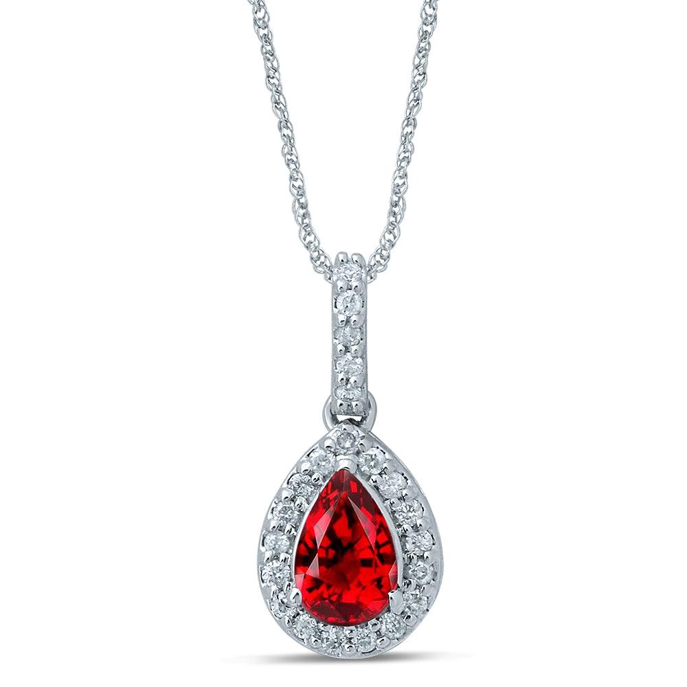 14K 0.05CT Diamond Ruby Pendant - Johnny Dang & Co