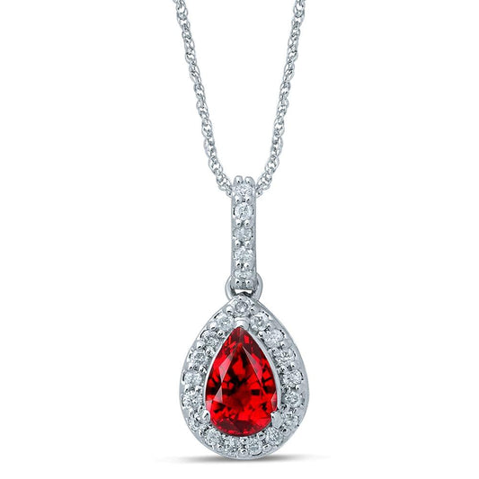 14K 0.05CT Diamond Ruby Pendant - Johnny Dang & Co