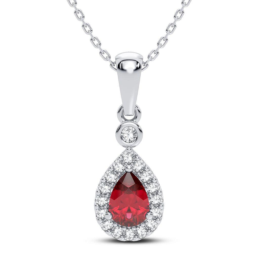 14K 0.10CT Diamond Ruby Pendant - Johnny Dang & Co