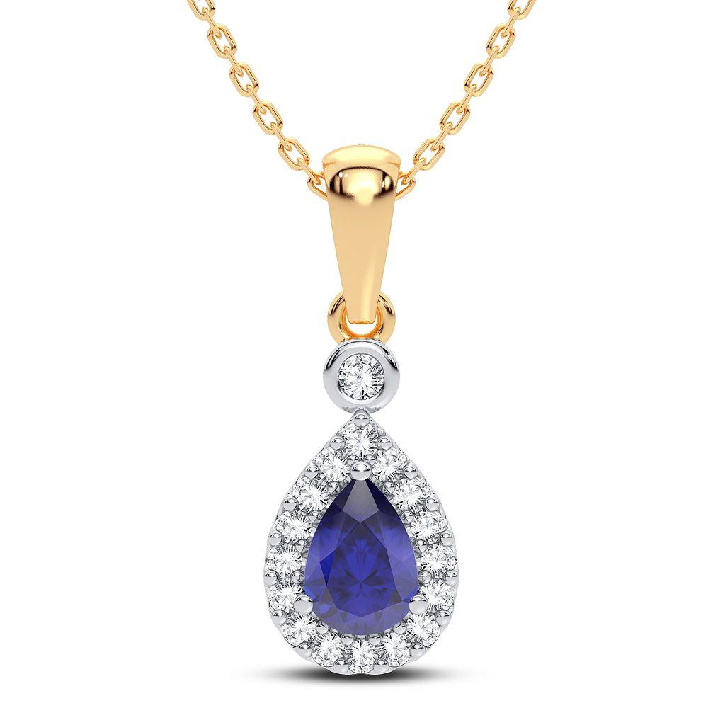14K 0.10CT Diamond Sapphire Pendant - Johnny Dang & Co