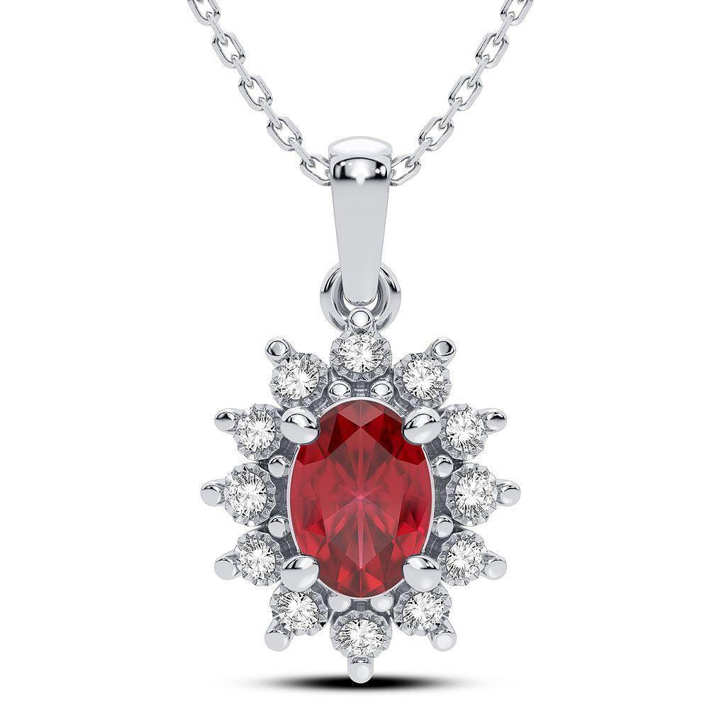 14K 0.05CT Diamond Ruby Pendant - Johnny Dang & Co