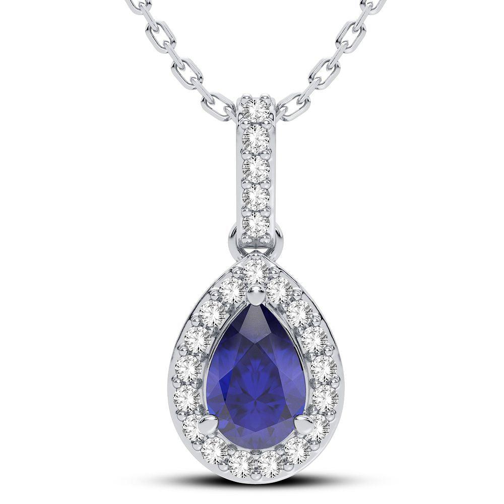 14K 0.10CT Diamond Sapphire Pendant - Johnny Dang & Co