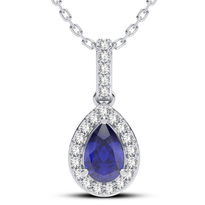 14K 0.10CT Diamond Sapphire Pendant - Johnny Dang & Co