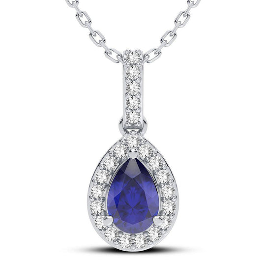 14K 0.10CT Diamond Sapphire Pendant - Johnny Dang & Co