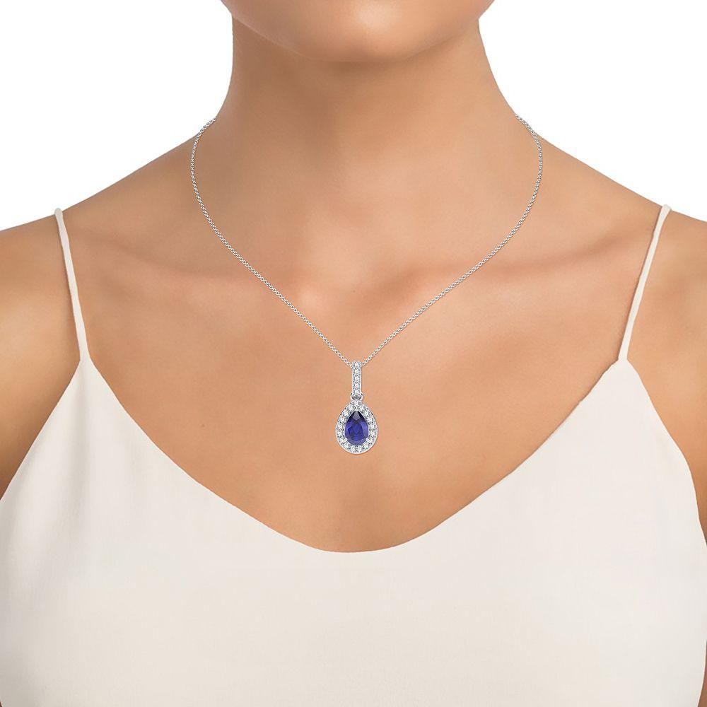 14K 0.10CT Diamond Sapphire Pendant - Johnny Dang & Co