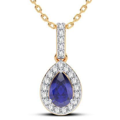 14K 0.10CT Diamond Sapphire Pendant - Johnny Dang & Co