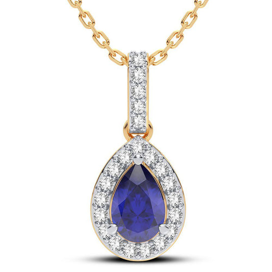 14K 0.10CT Diamond Sapphire Pendant - Johnny Dang & Co