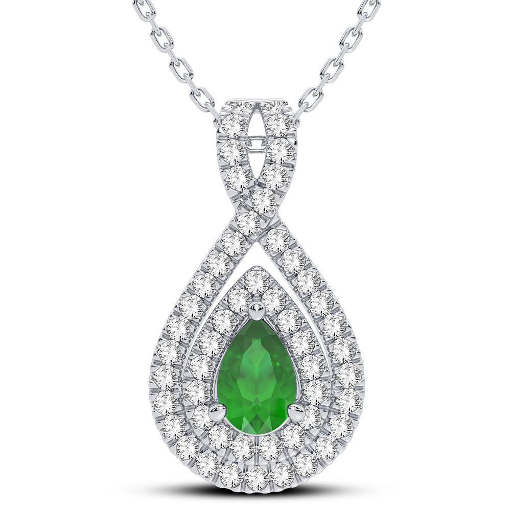 14K 0.33CT Diamond Emerald Pendant - Johnny Dang & Co