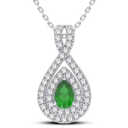 14K 0.33CT Diamond Emerald Pendant - Johnny Dang & Co
