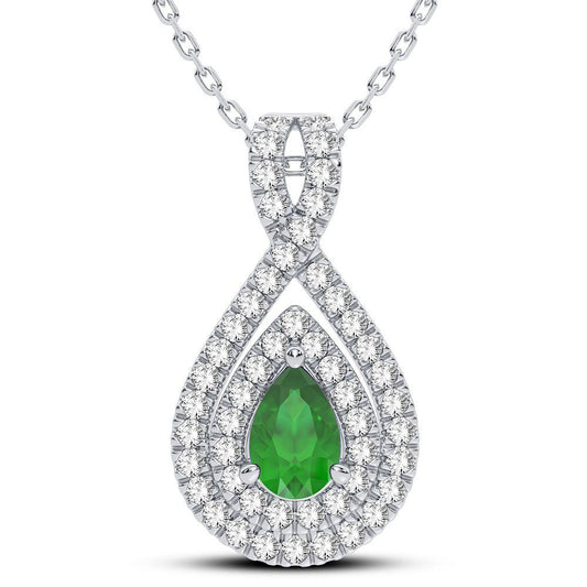 14K 0.33CT Diamond Emerald Pendant - Johnny Dang & Co