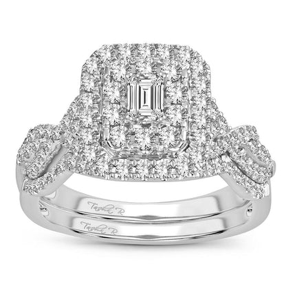 14K 1.00CT Diamond bridal set - Johnny Dang & Co