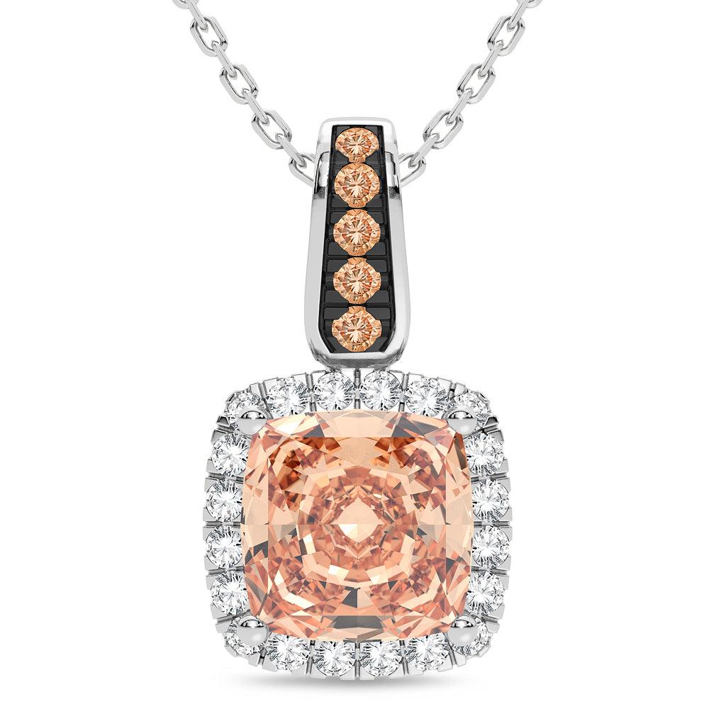 14K 0.20CT Diamond Morganite Pendant - Johnny Dang & Co