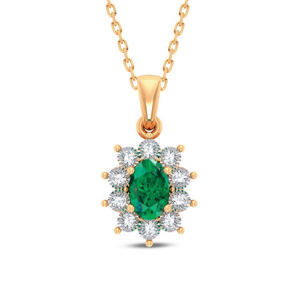 10K 0.05ct Diamond Emerald Pendant - Johnny Dang & Co