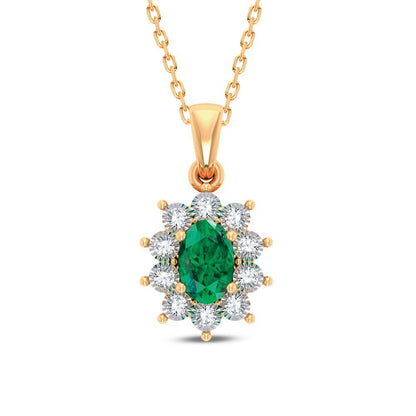 10K 0.05ct Diamond Emerald Pendant - Johnny Dang & Co