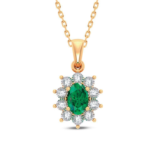10K 0.05ct Diamond Emerald Pendant - Johnny Dang & Co