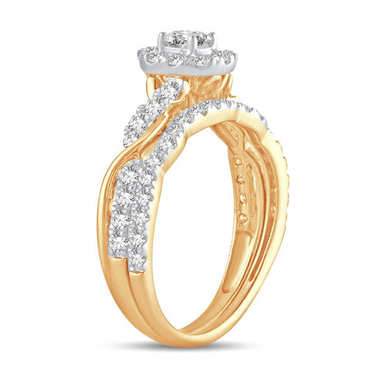 14K 1.00CT Fancy Cut Bridal Ring - Johnny Dang & Co